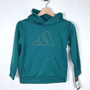 Adidas D4T Hooded‎ Pullover Sweatshirt Kids XS Teal Green Hoodie